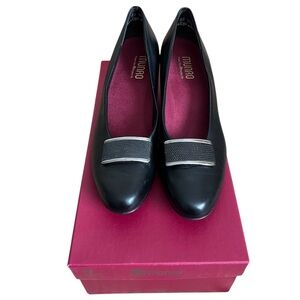 Munro Mara Black Kid w/Lizard Trim Leather Pump Size 10 SS NEW IN BOX